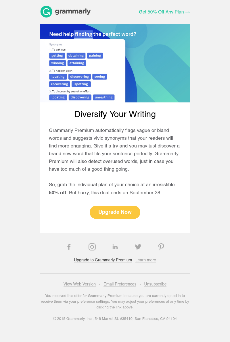 Grammarly - Get 50% Off Any Individual Plan + Ongoing Vocabulary Assistance