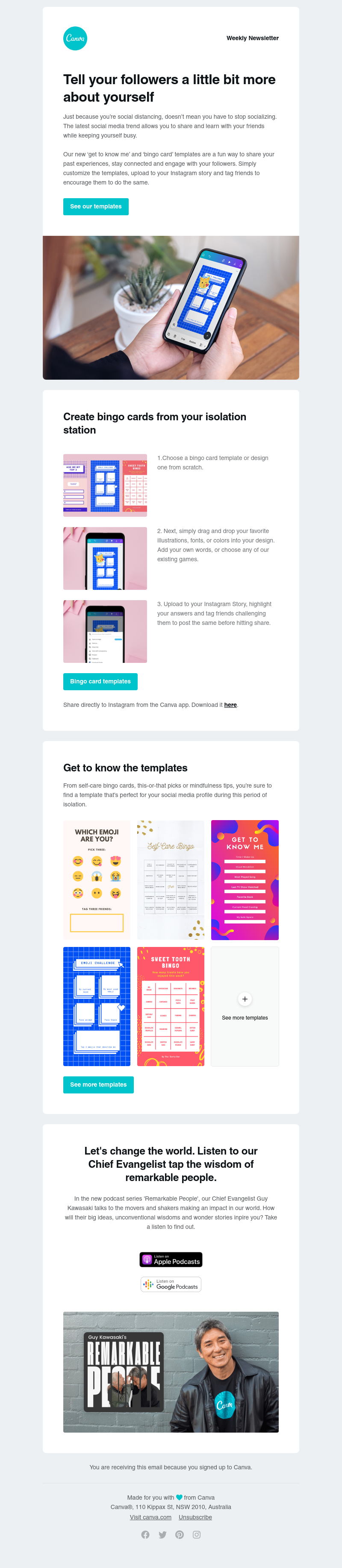 Canva - Create Instagram bingo cards from your isolation station