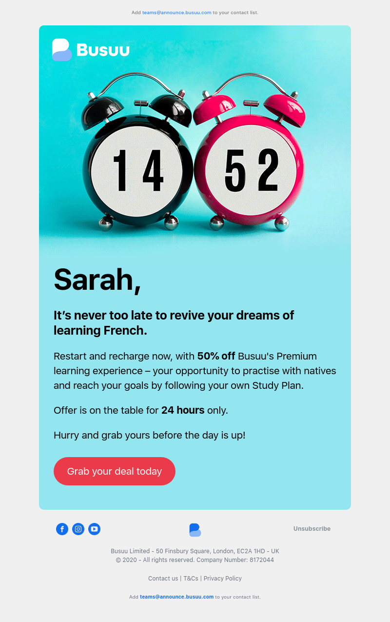 Busuu - Sarah, here's your chance to turn your language learning around 💪