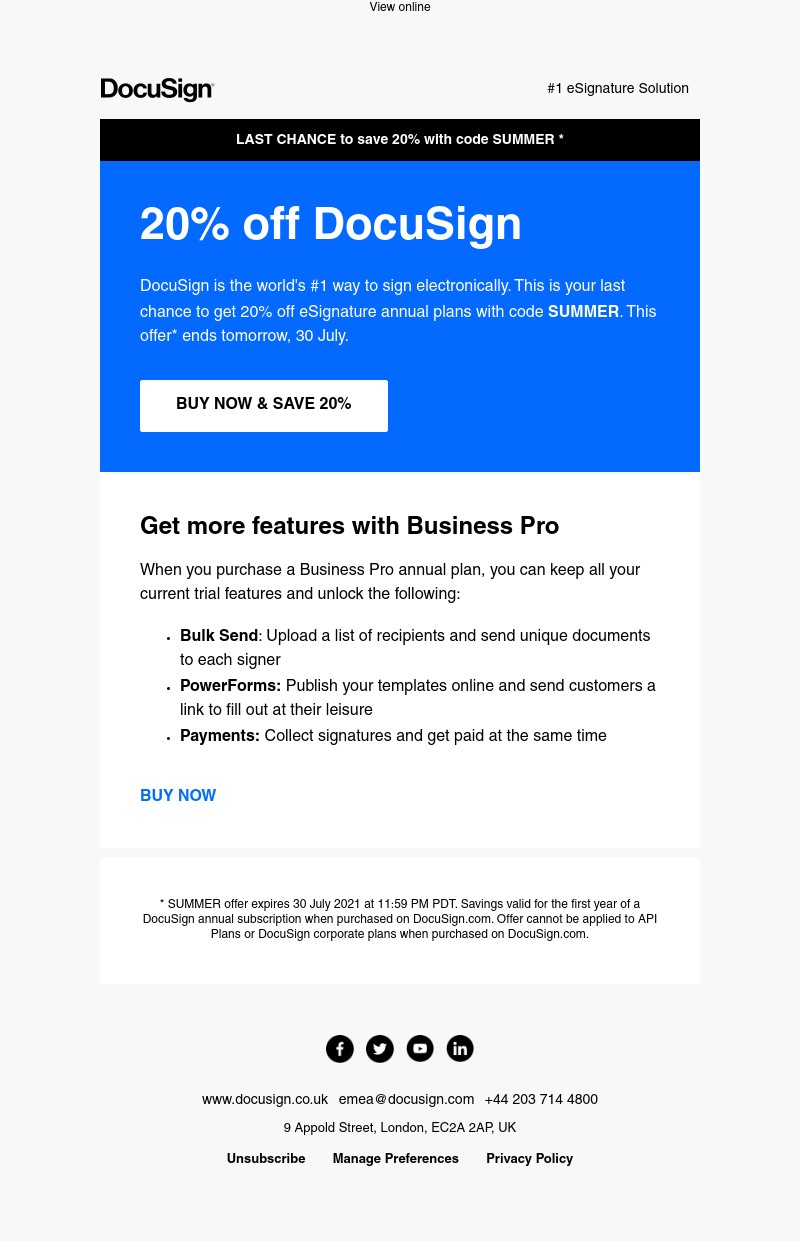 Docusign - Last chance for 20% off DocuSign