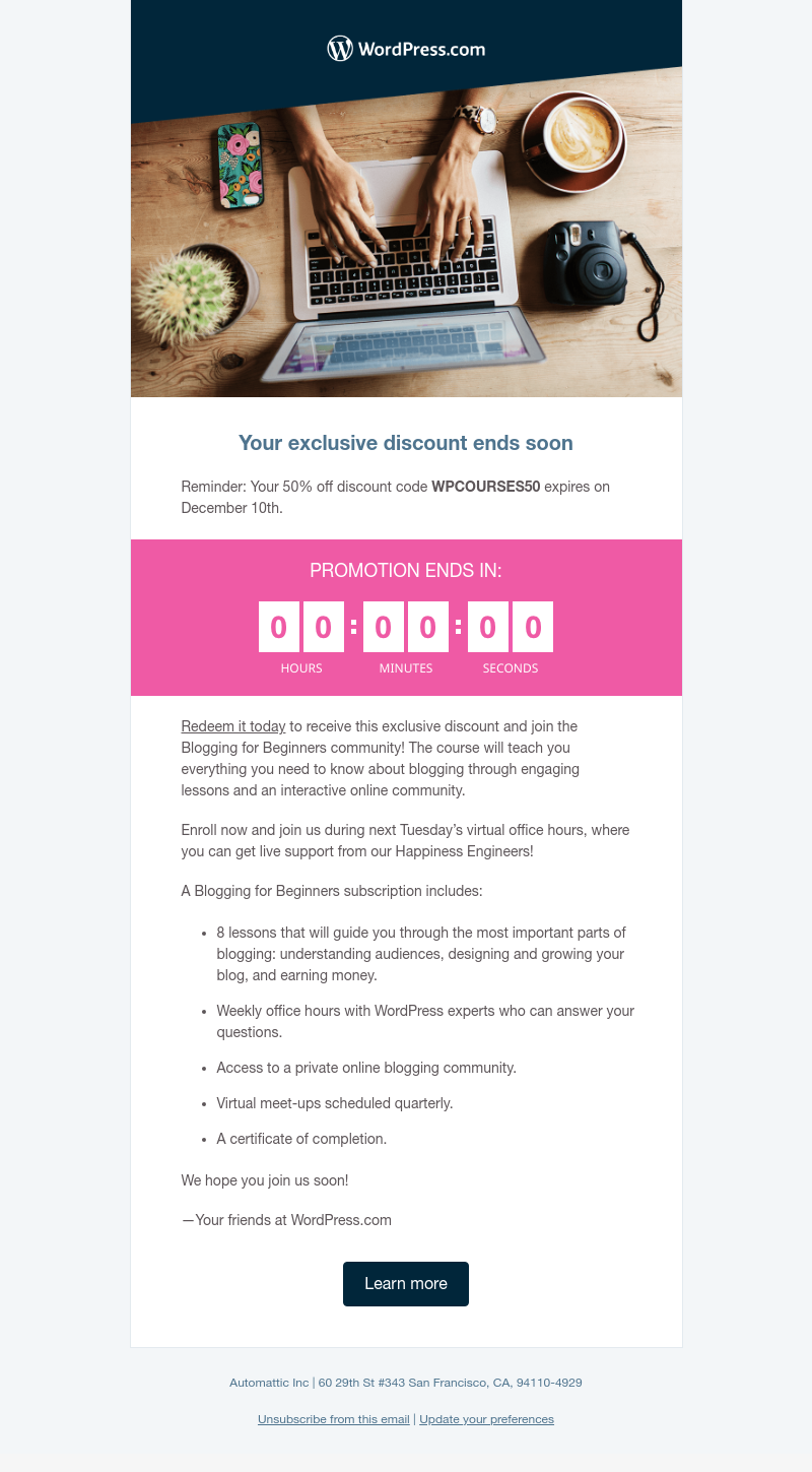 WordPress - Last Chance: 50% off Blogging for Beginners