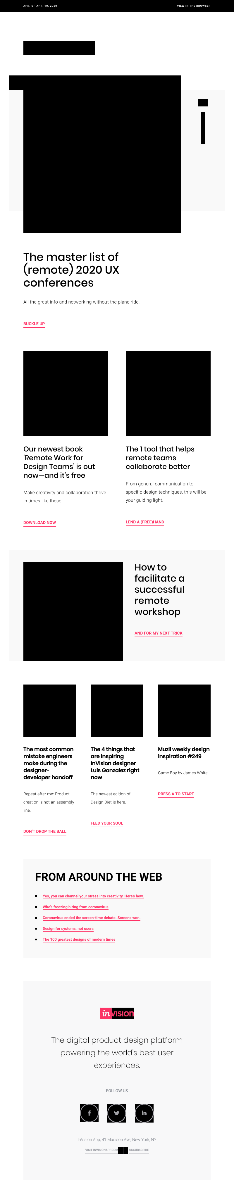InVision - Fill your calendar with these (remote) design conferences
