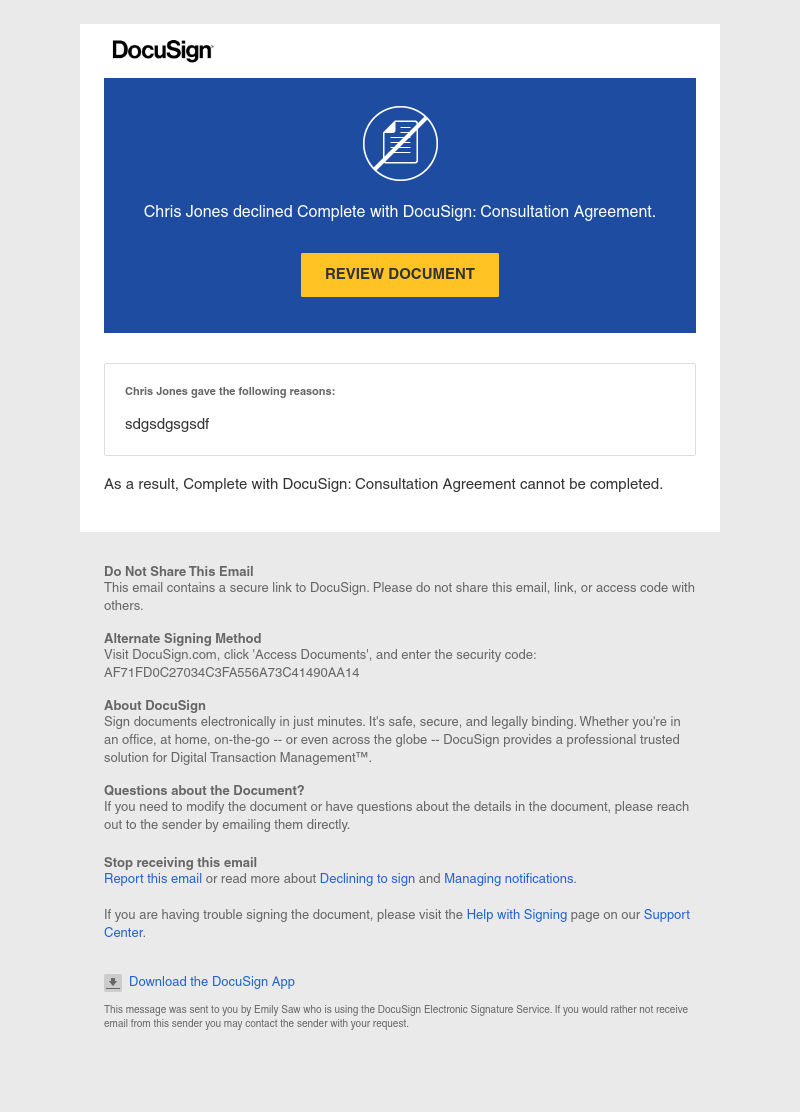  - Declined: Complete with DocuSign: Consultation Agreement