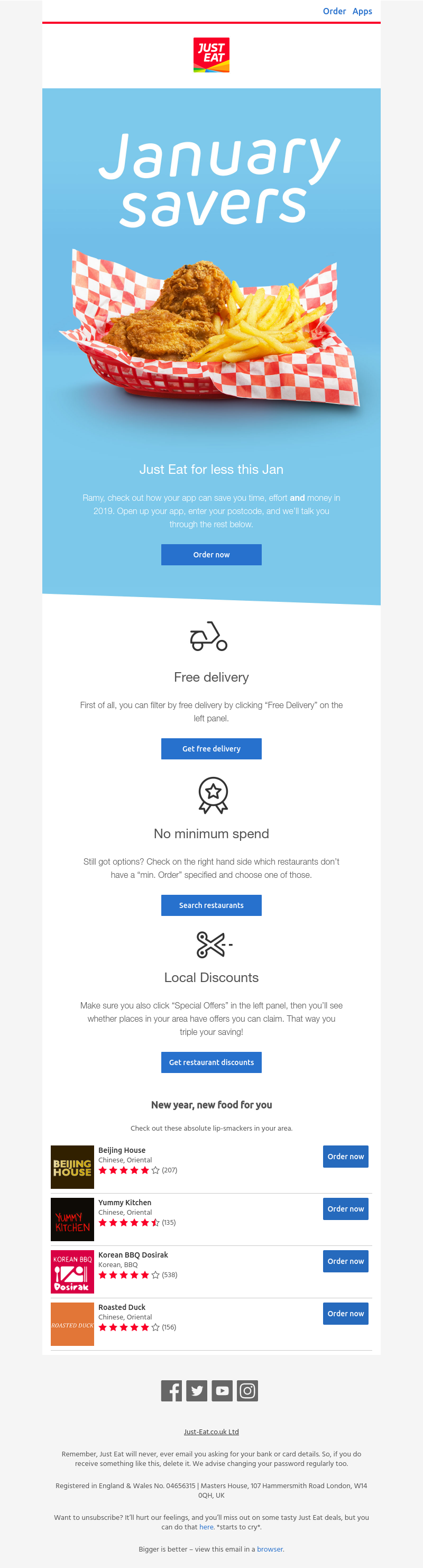 Just Eat - Money-saving news about your app this January