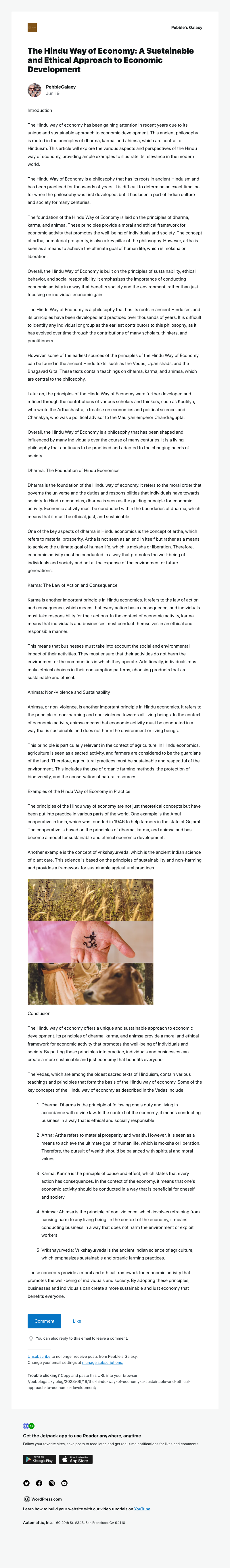 WordPress - [New post] The Hindu Way of Economy: A Sustainable and Ethical Approach to Economic Development