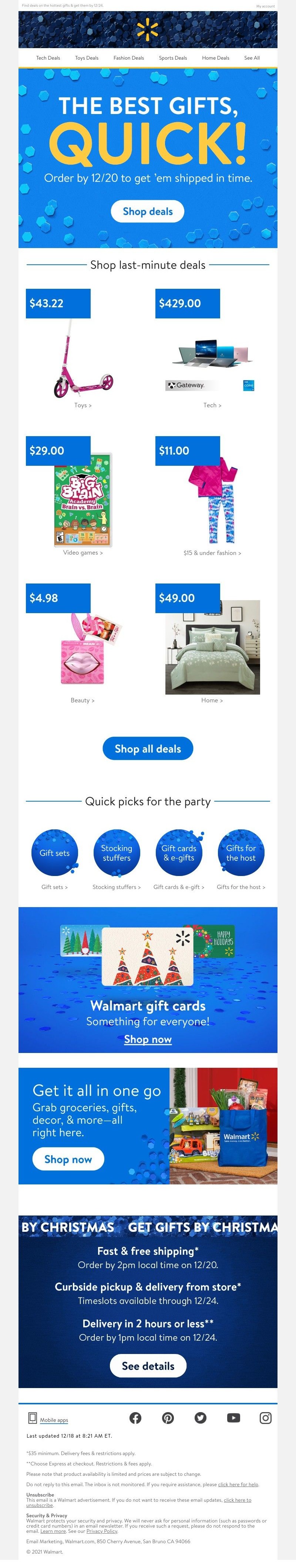 Walmart - Order by 12/20 to get gifts shipped 🎁😍