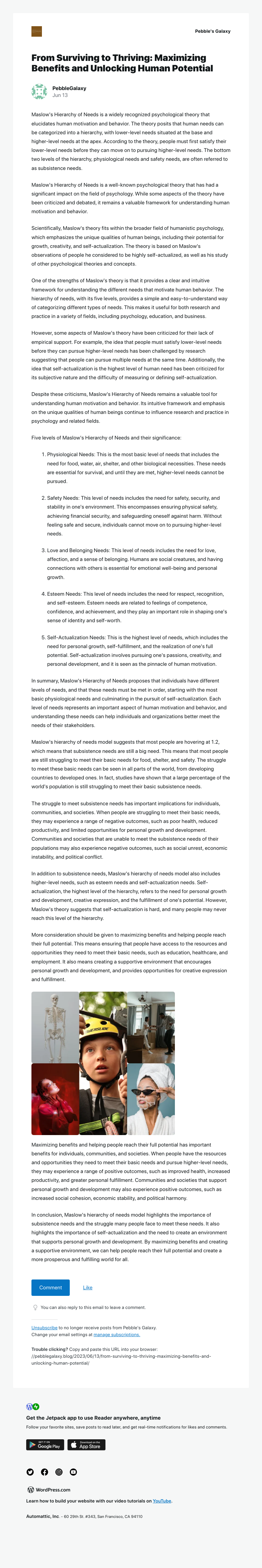 WordPress - [New post] From Surviving to Thriving: Maximizing Benefits and Unlocking Human Potential