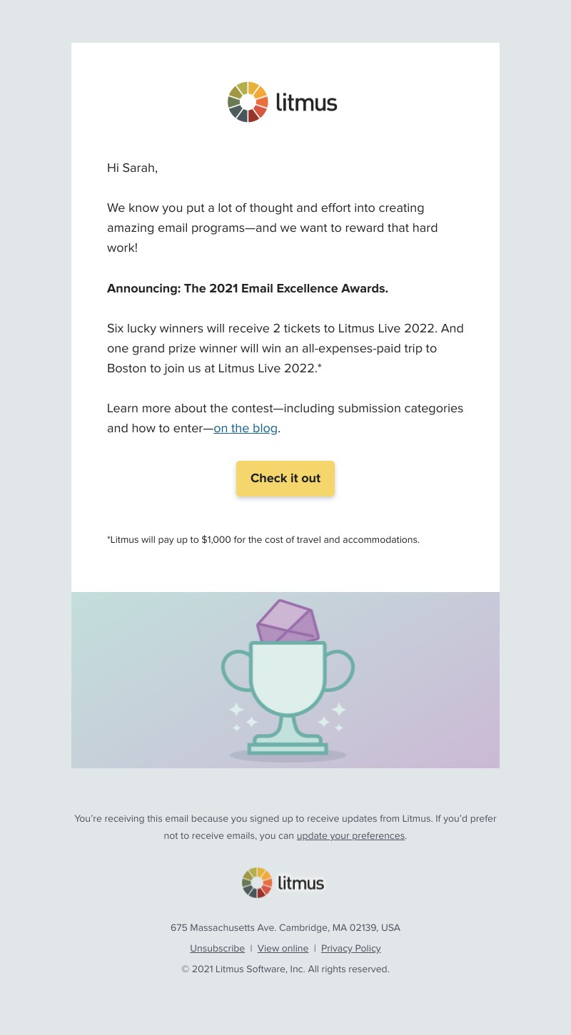Litmus - 🏆 2021 Email Excellence Awards submissions now open!