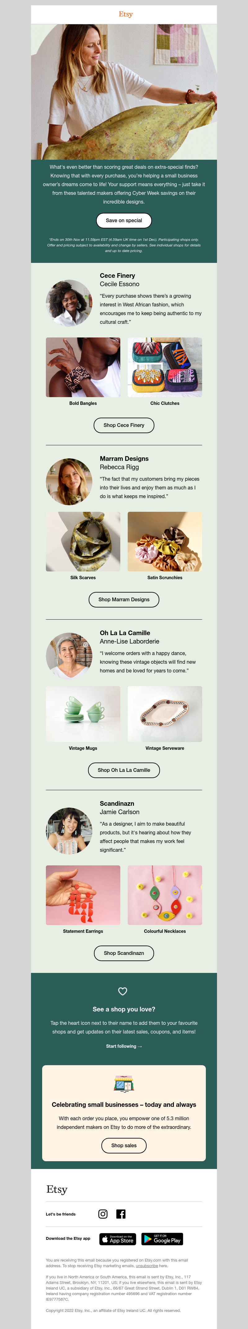 Etsy - Small shops, big savings