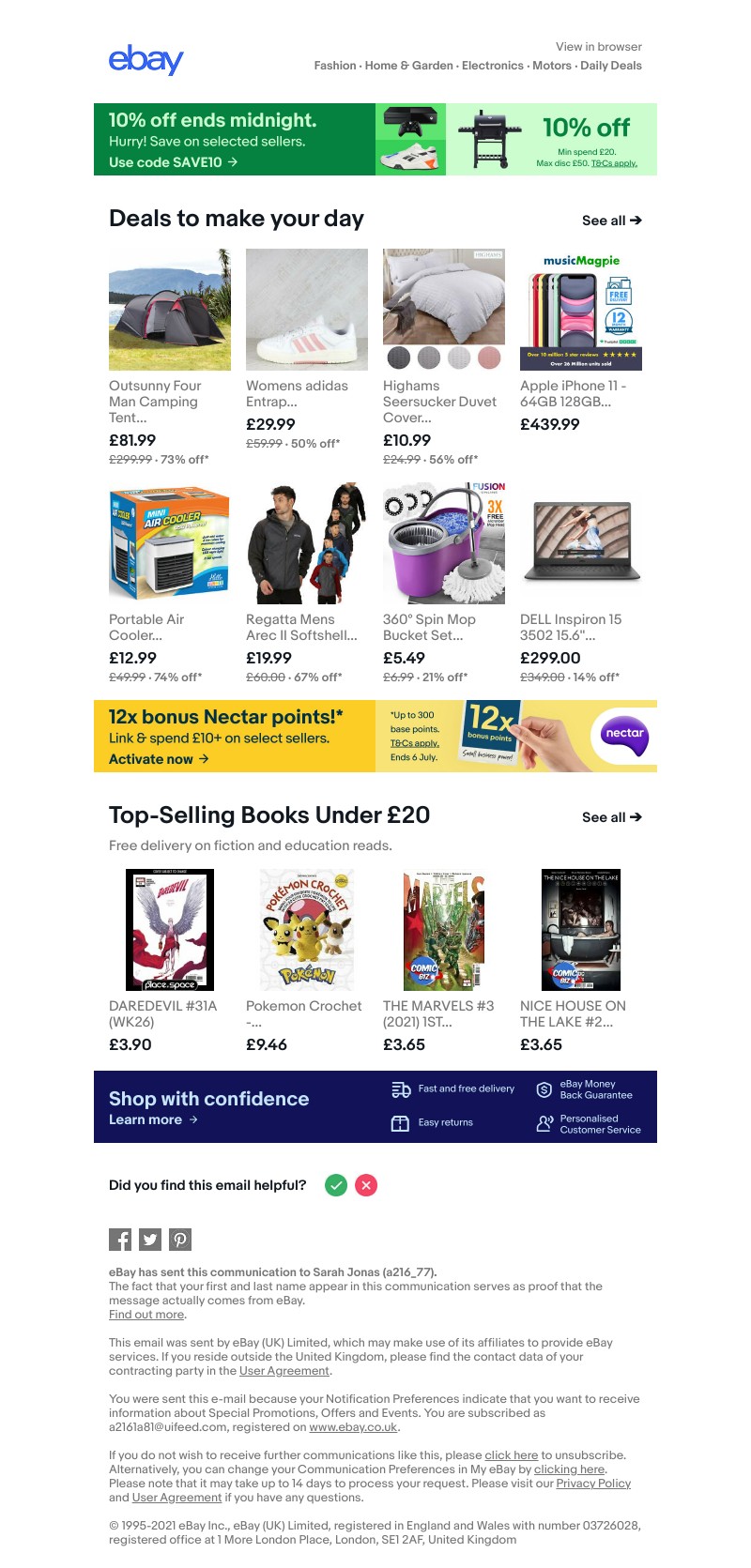 eBay - Time’s ticking for 10% off selected sellers