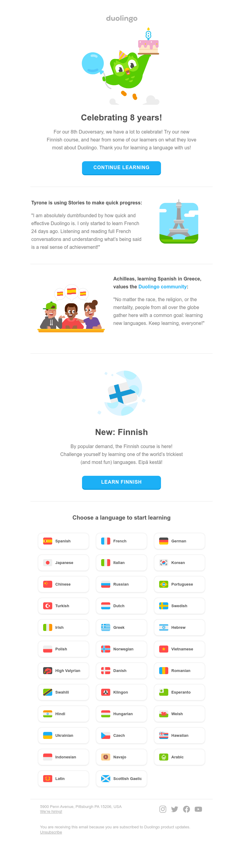 Duolingo - 🎉 It's our birthday! And we're giving you a new course.