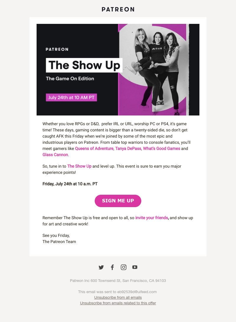 Patreon - 🎮 This Friday on #TheShowUp it’s Game On!