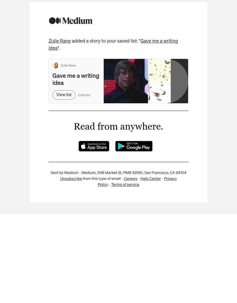 Medium - A new story has been added to "Gave me a writing idea"