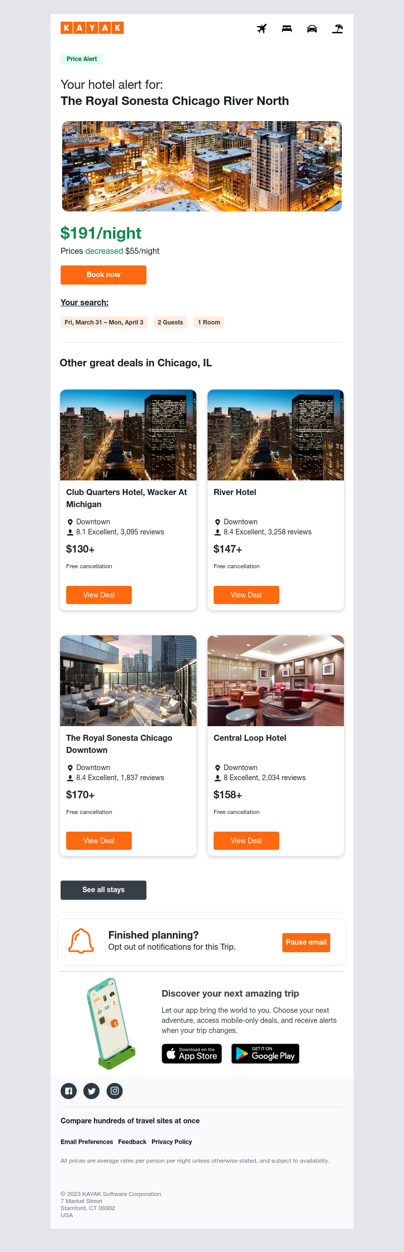 Kayak - Jackpot: Hotel prices dropped $55 in Chicago, IL!
