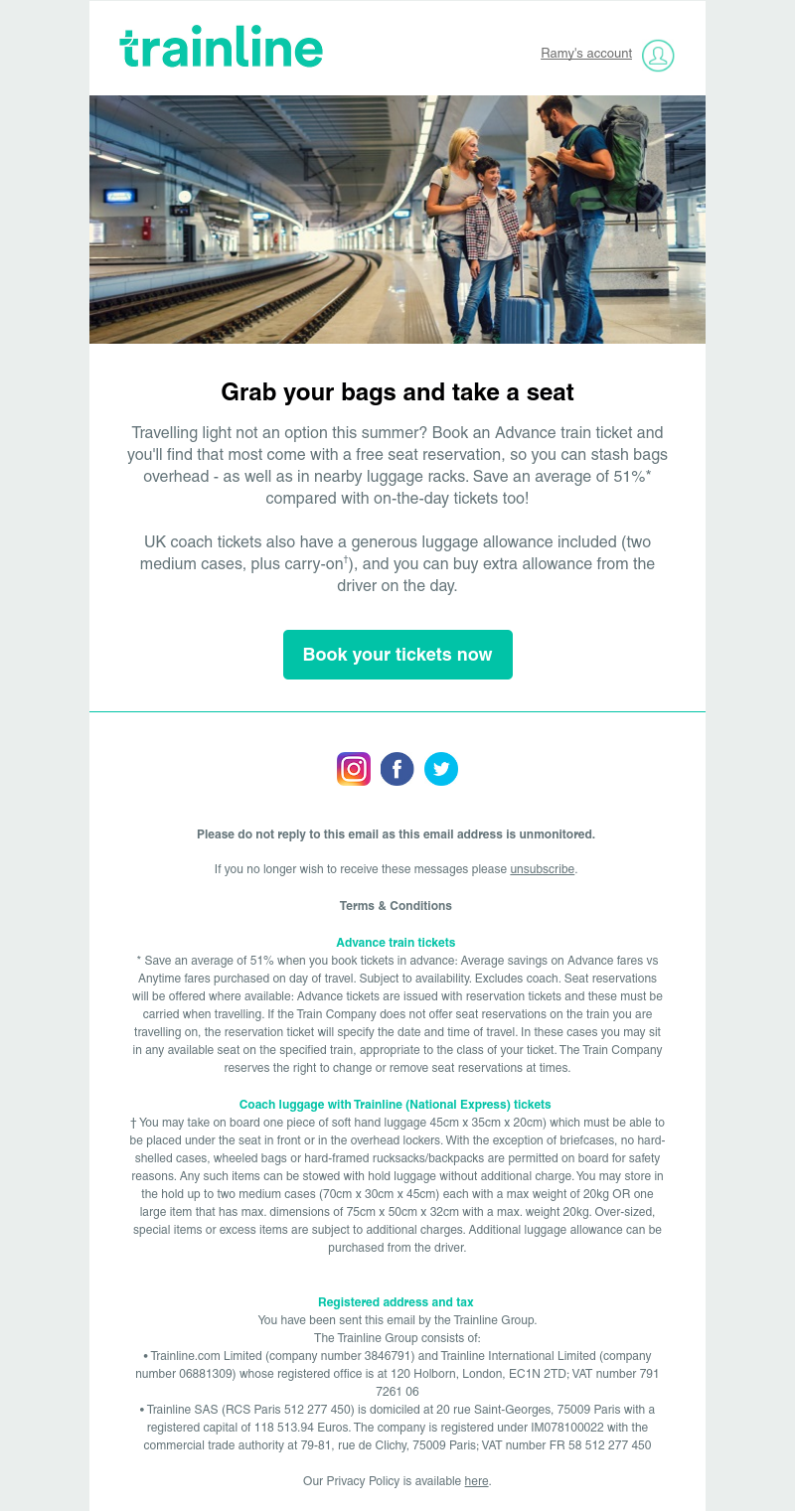 Trainline - 💺 Book now to get 51% off train tickets PLUS free seat reservations