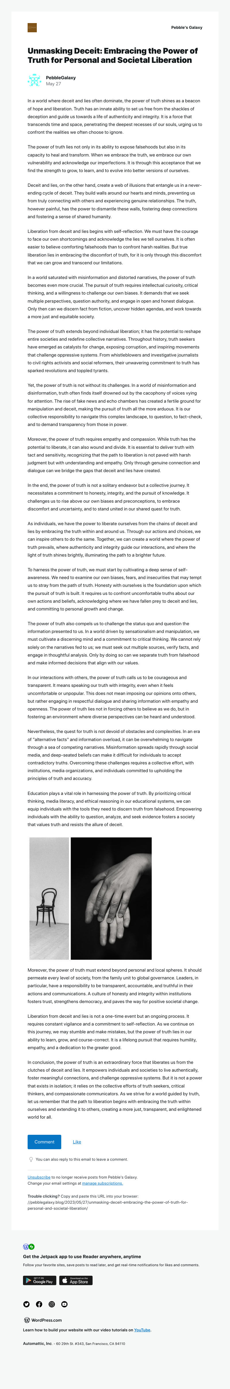 WordPress - [New post] Unmasking Deceit: Embracing the Power of Truth for Personal and Societal Liberation