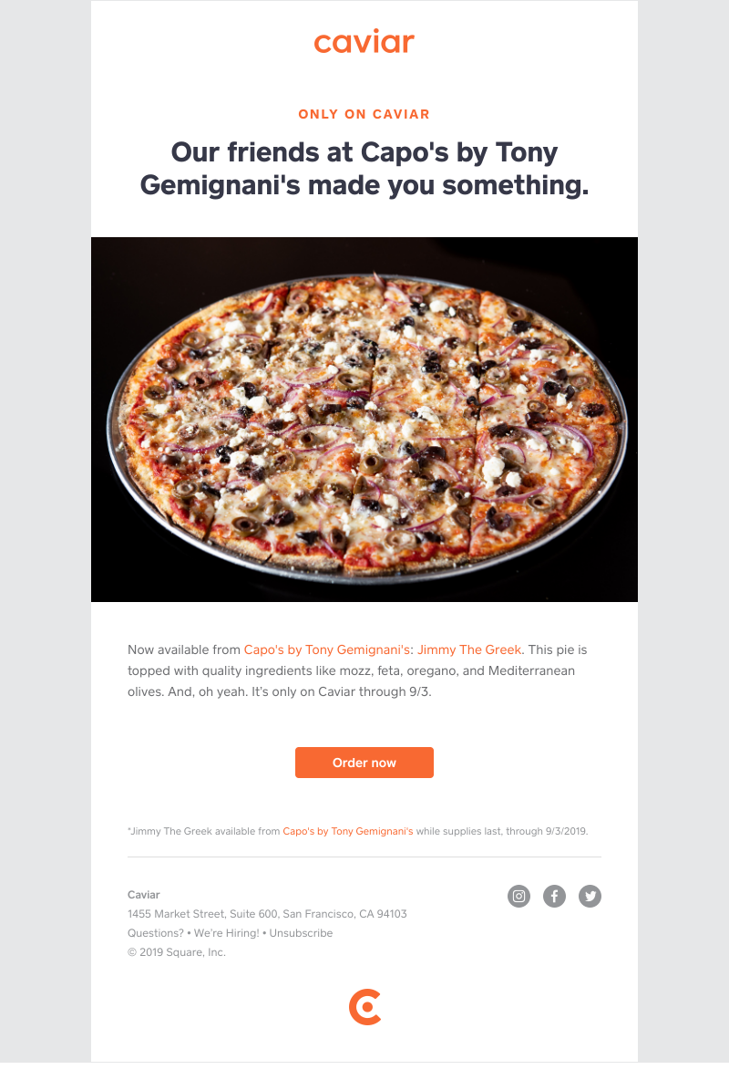  - A new pie from Capo's by Tony Gemignani's, only on Caviar