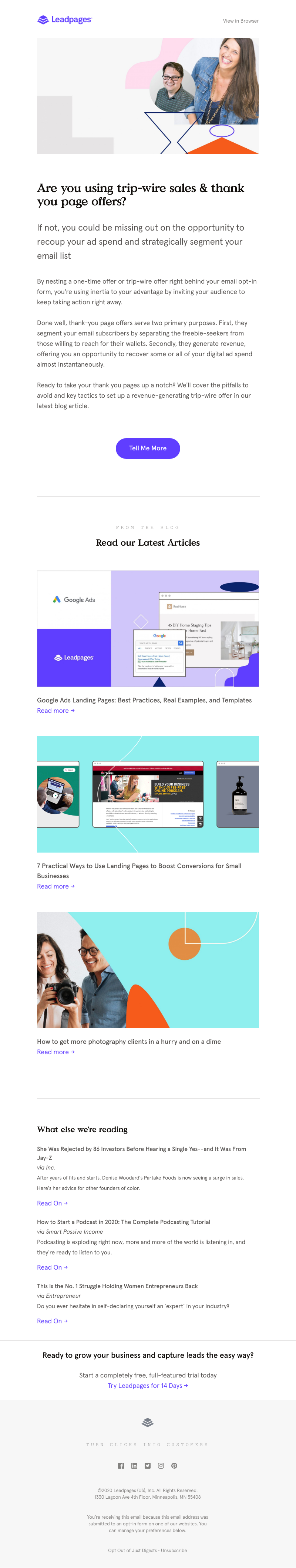 Leadpages - Tune into these thank you page offers