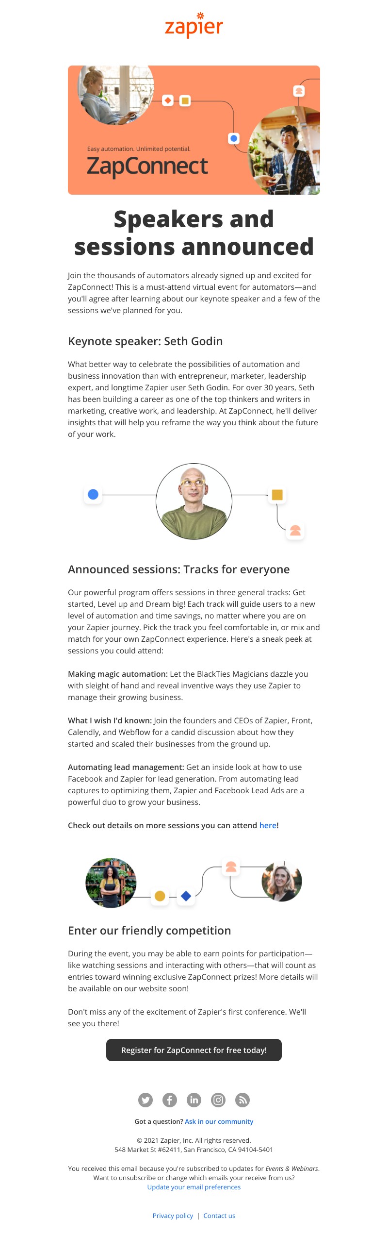 Zapier - ZapConnect agenda is now live!