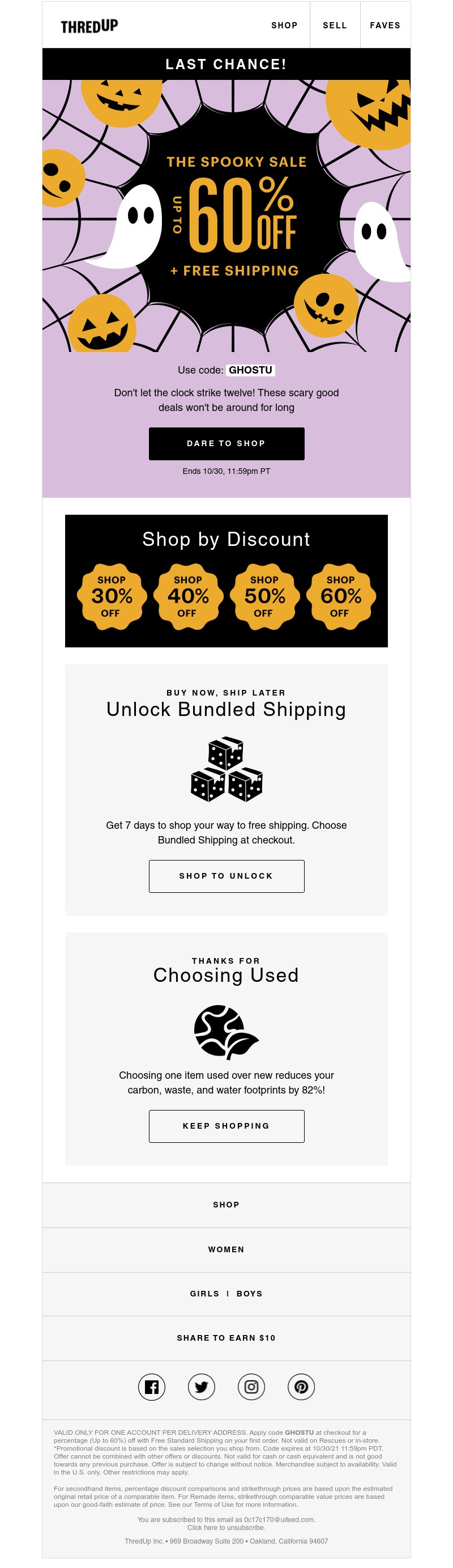 thredUP - LAST DAY 😳 Up to 60% off + free shipping.