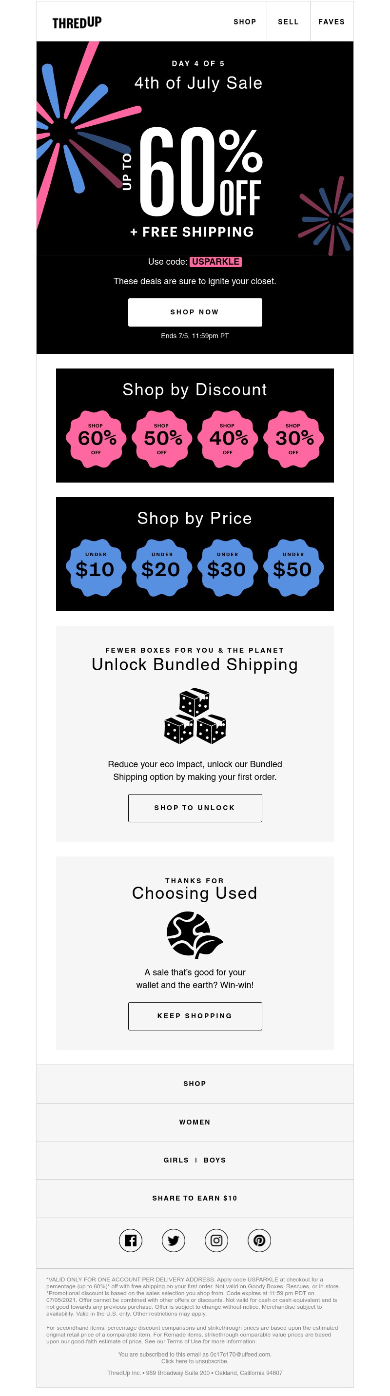 thredUP - Up to 60% off & free shipping continues!