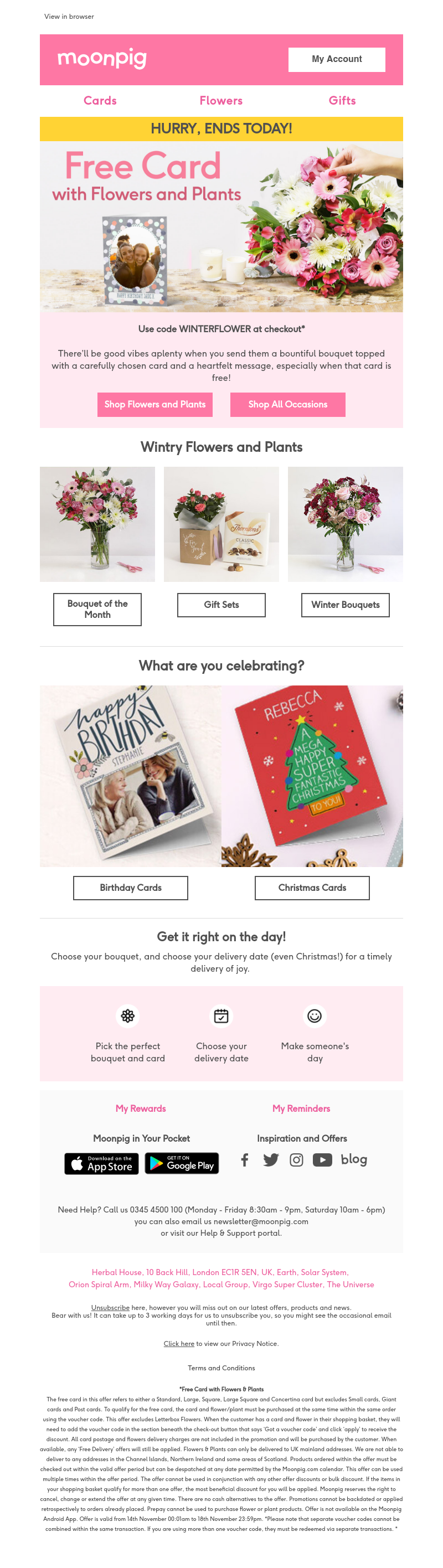 Moonpig - Ends today! - Free card with flowers