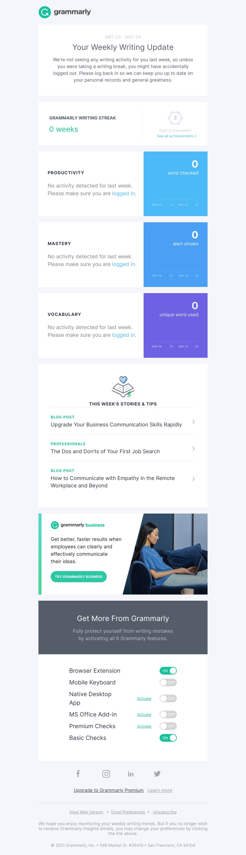 Grammarly - We miss you! Make sure you're logged in.