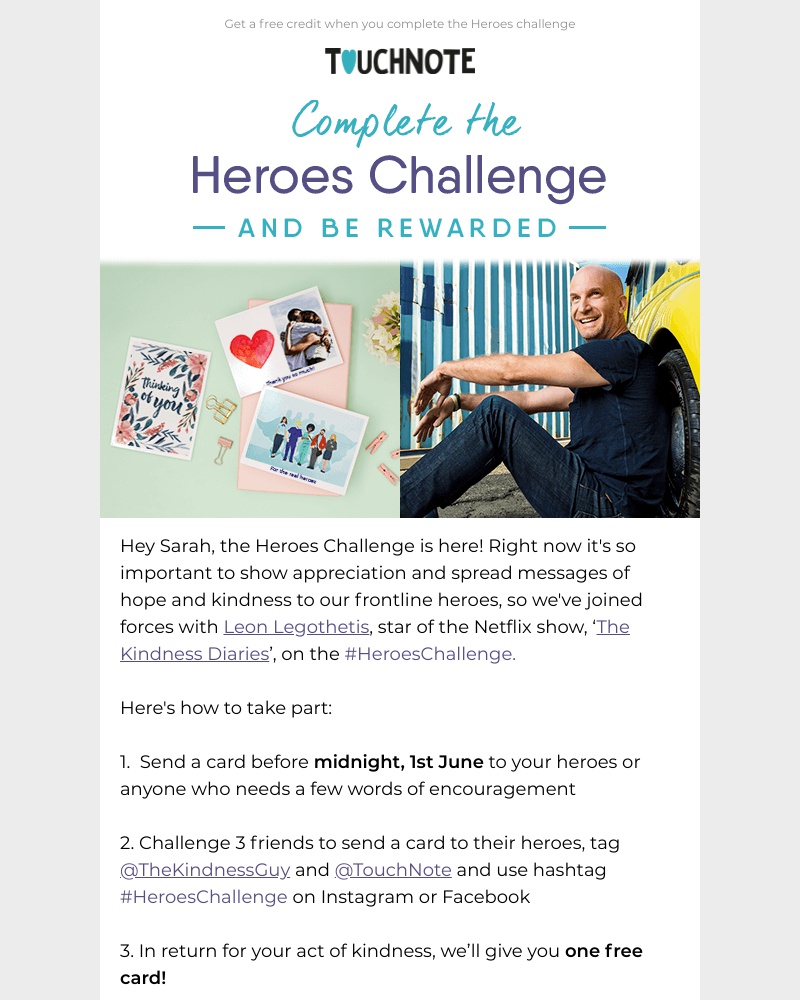 TouchNote -  A challenge for you, Sarah 💪