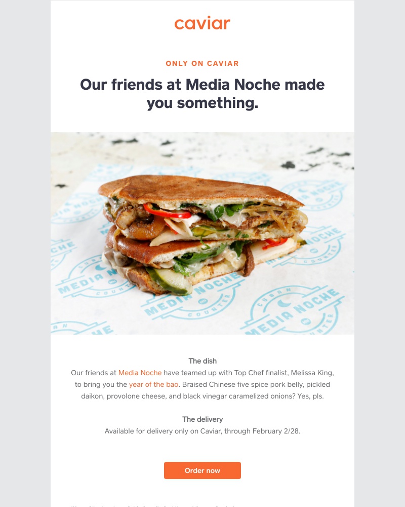  - A limited-time cubano from Media Noche, only on Caviar