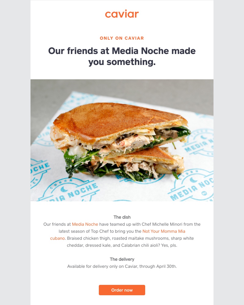  - A limited-time cubano from Media Noche, only on Caviar