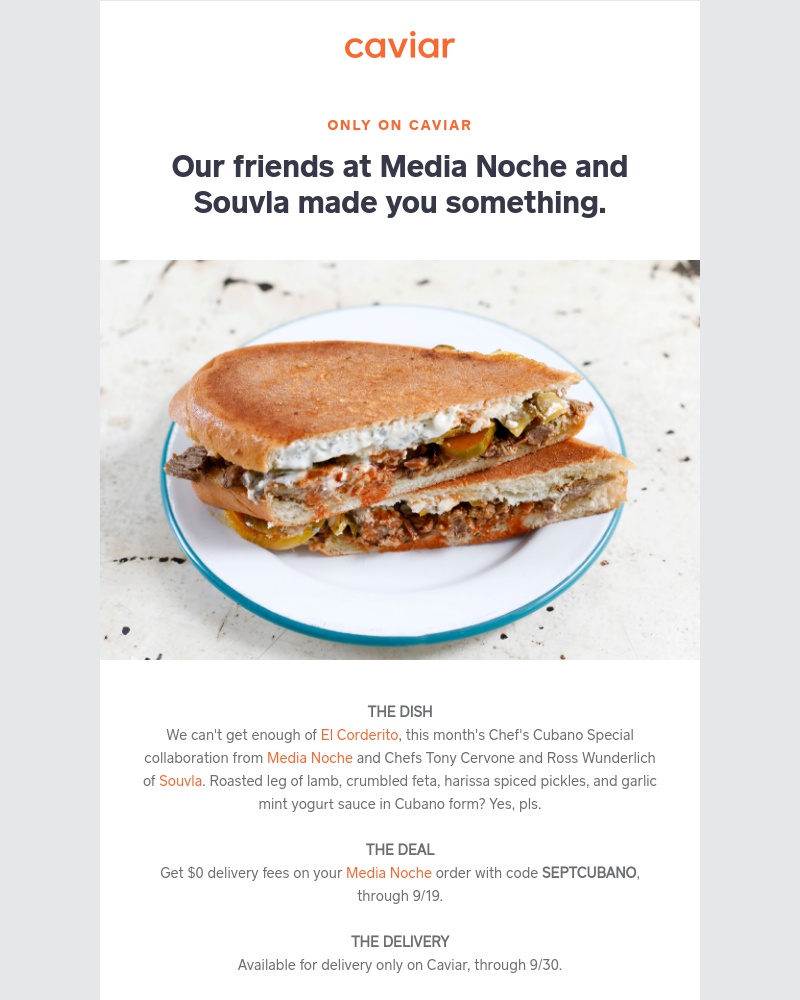  - A limited-time dish from Media Noche, only on Caviar