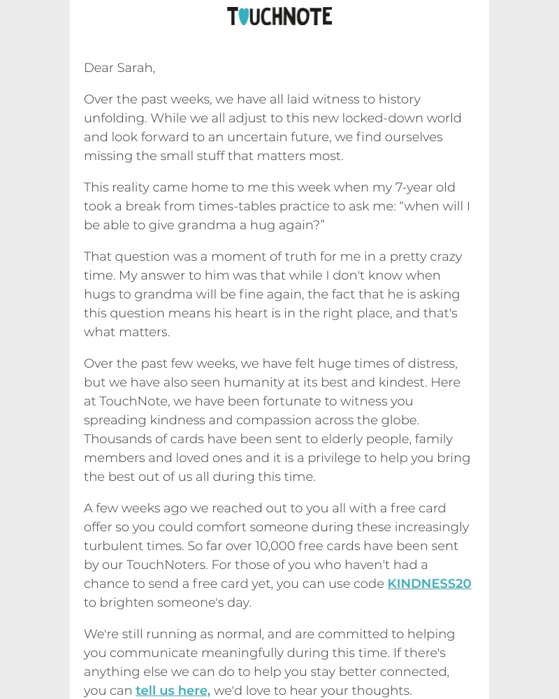 TouchNote - A message from our CEO