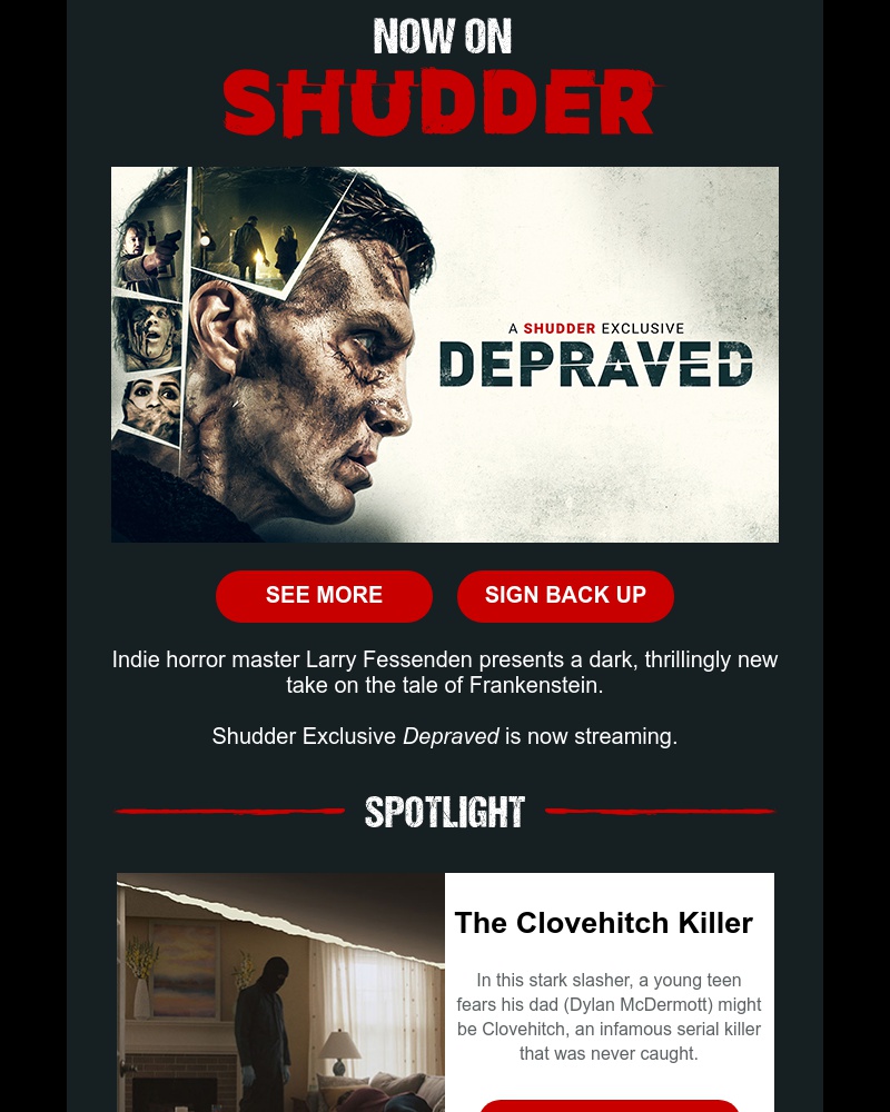 Shudder - A Modern Re-Telling of the Classic Frankenstein. Stream 'Depraved' Now.