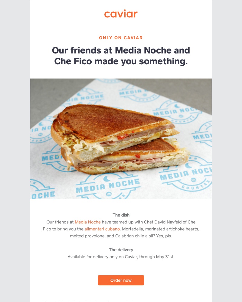 - A new cubano from Media Noche and Che Fico, only on Caviar