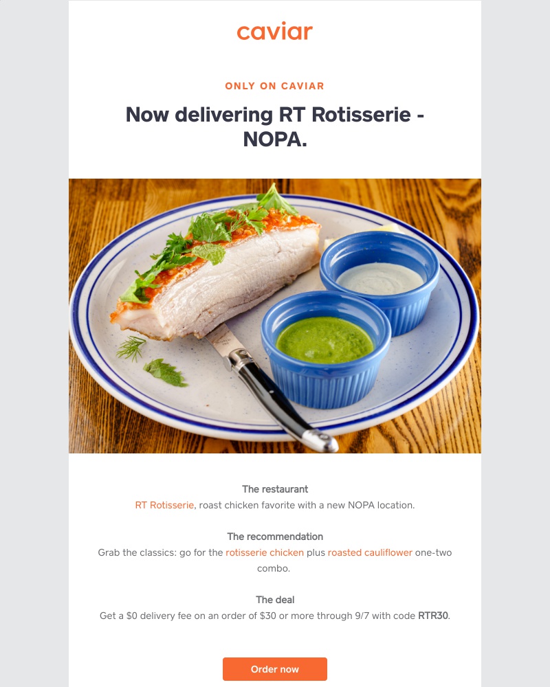  - A new RT Rotisserie location is now only on Caviar
