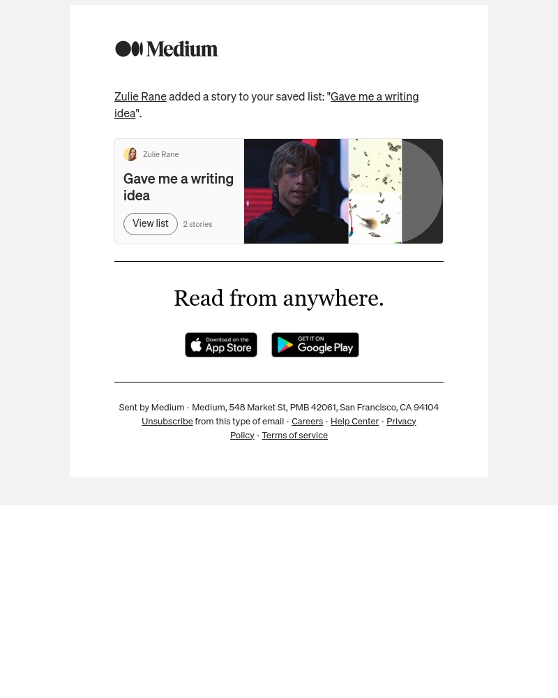 Medium - A new story has been added to "Gave me a writing idea"