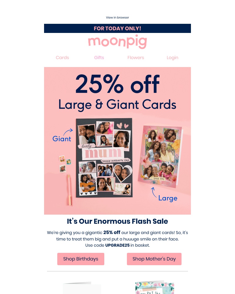 Moonpig - (A surprise) 25% off large & giant cards! 💥