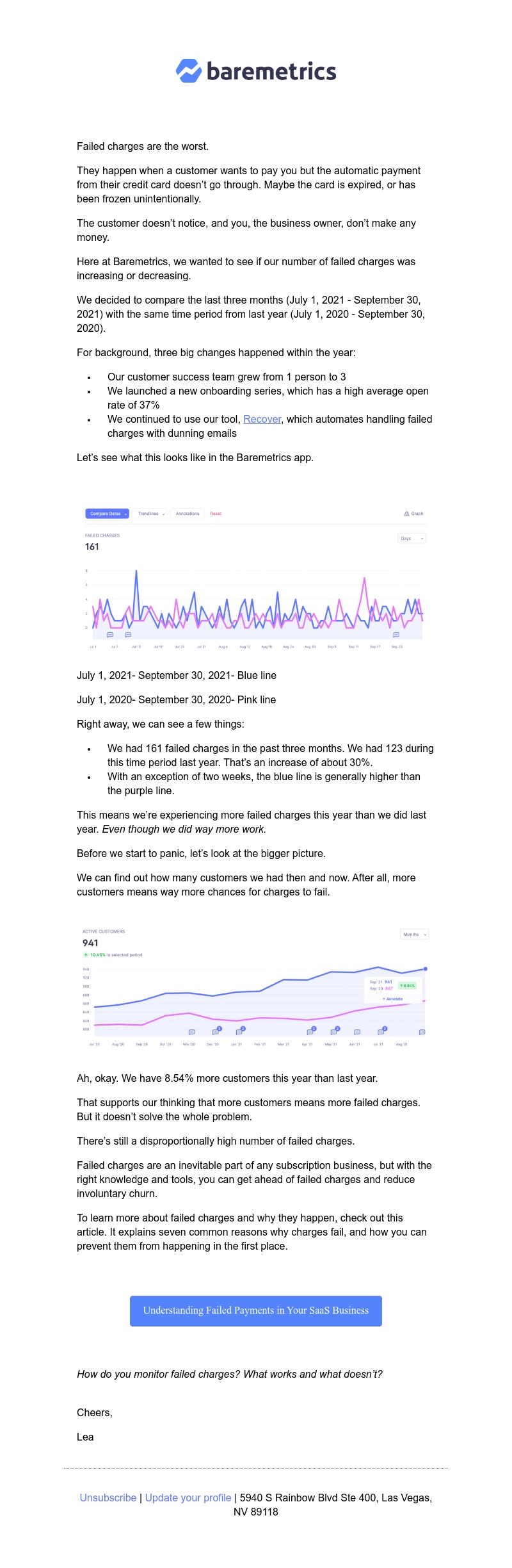 Baremetrics - Real Data Weekly #8: Baremetrics had 161 failed charges in Q3. How that # compares to last year & what we can do about it