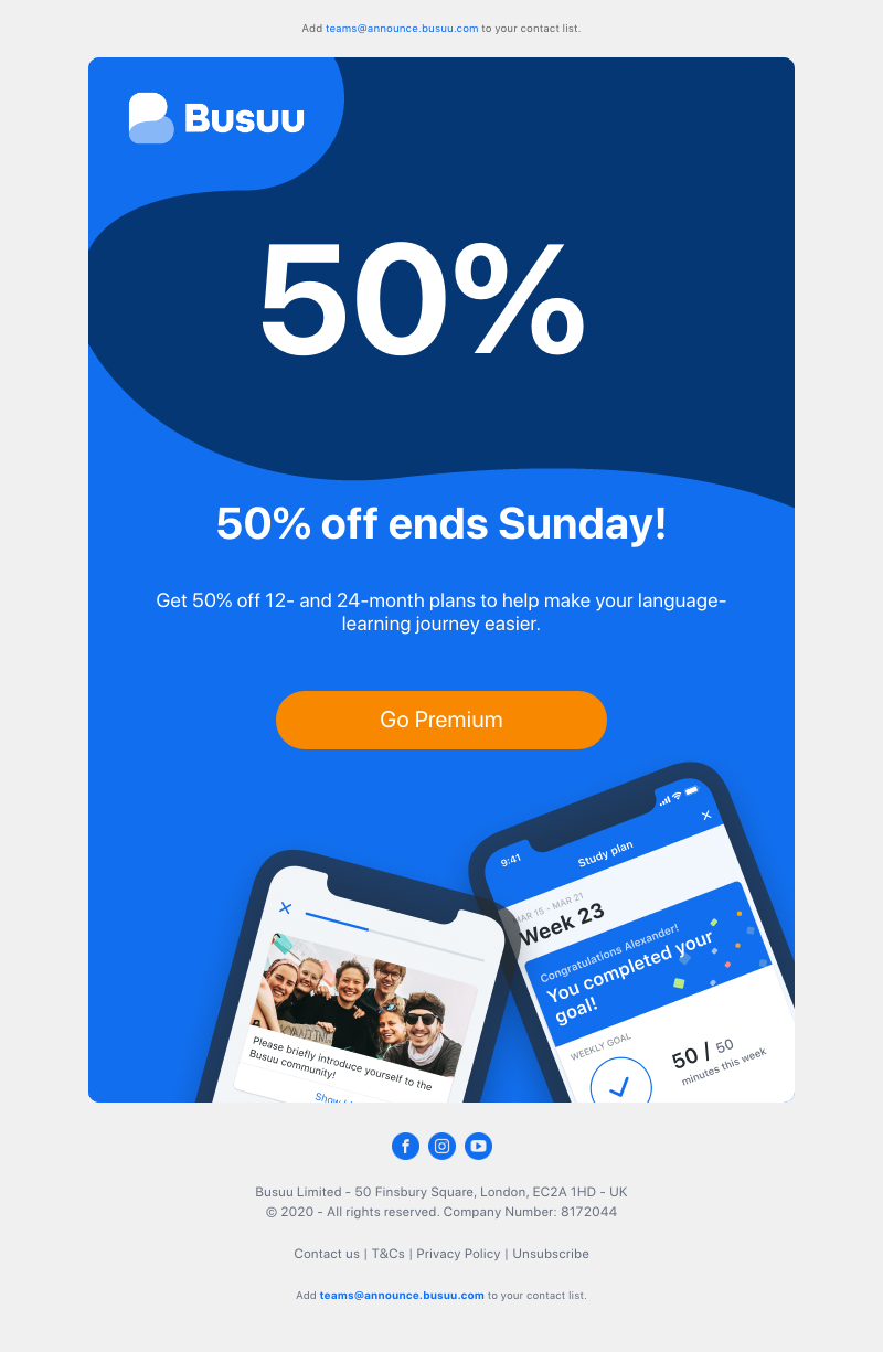 Busuu - 🏡 Learn a language at home with 50% off Busuu Premium 🏡     