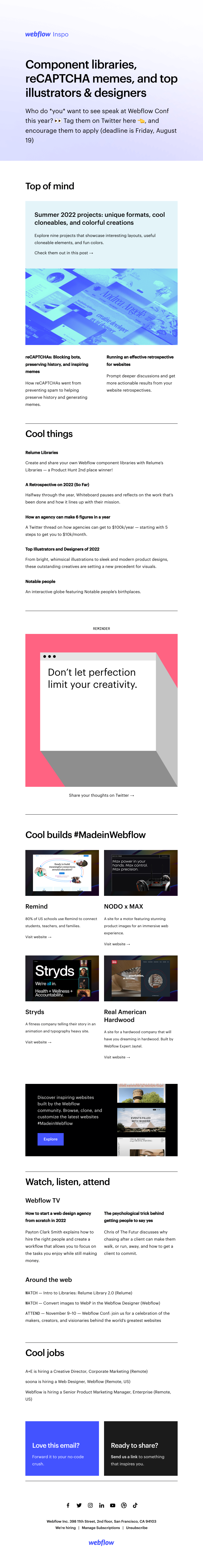 Webflow - Component libraries, reCAPTCHA memes, and top illustrators & designers 👩‍🎨