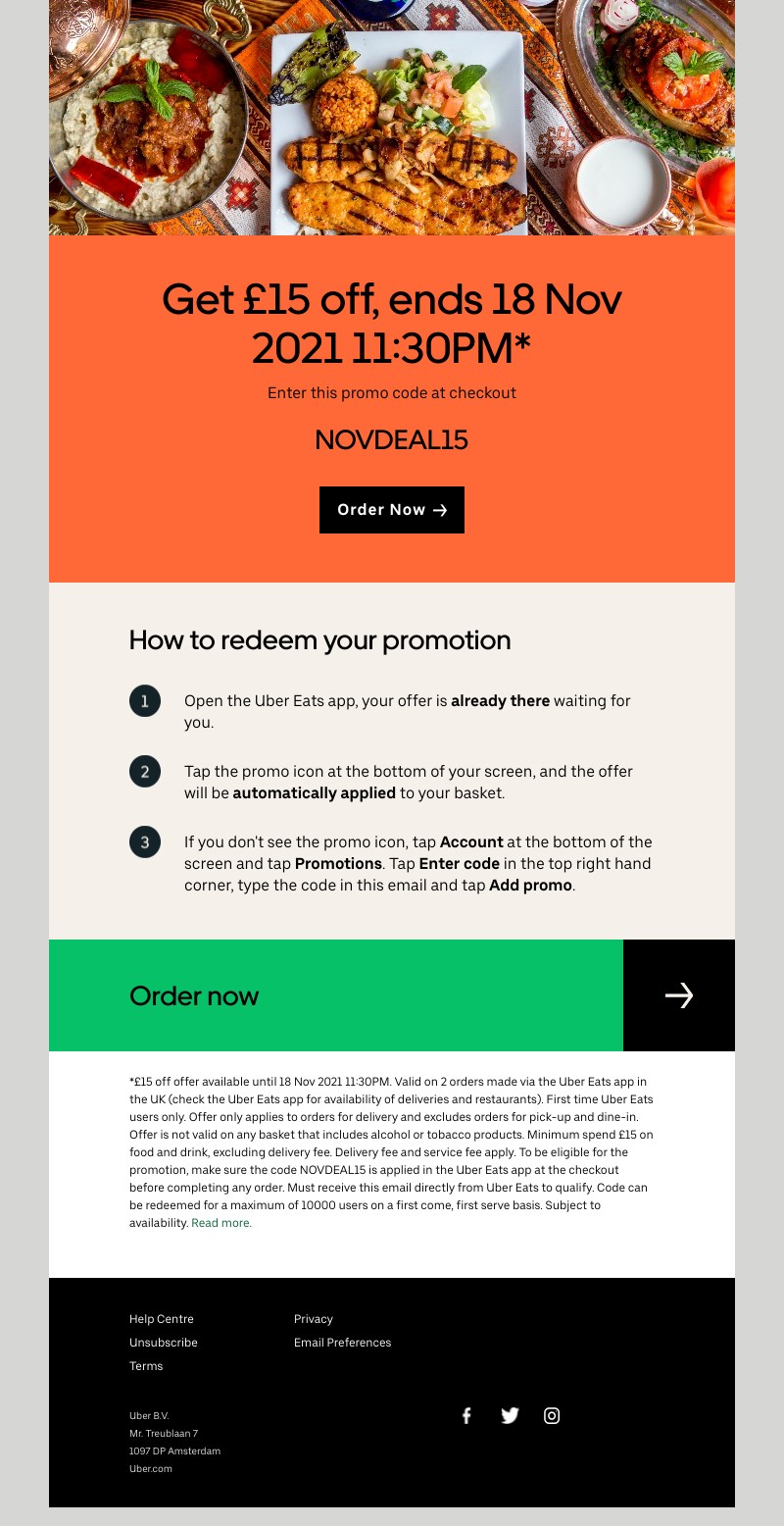 Uber Eats - Sarah, your discount is still available
