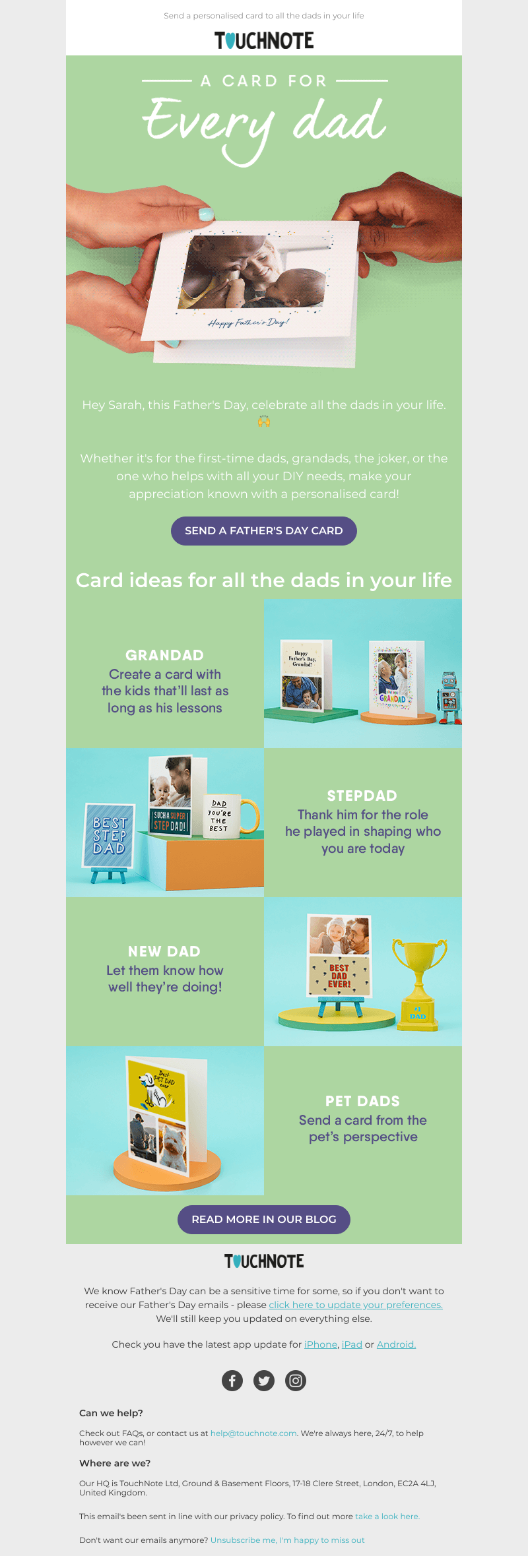 TouchNote - Sarah, there's a card for every dad  🙌