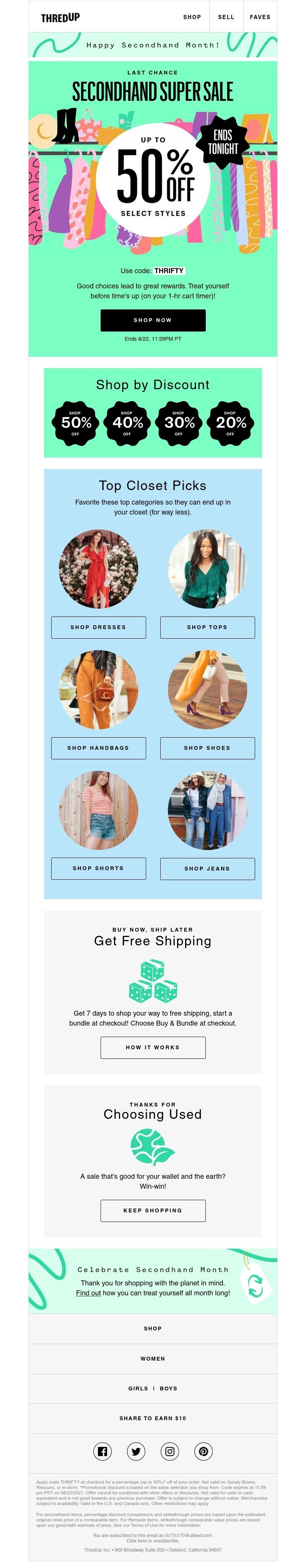 thredUP - LAST DAY: Up to 50% off! 👀