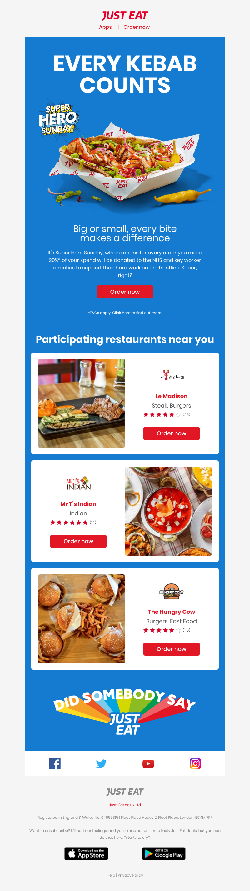 Just Eat - Ramy, we’re donating 20% of every order to the NHS 