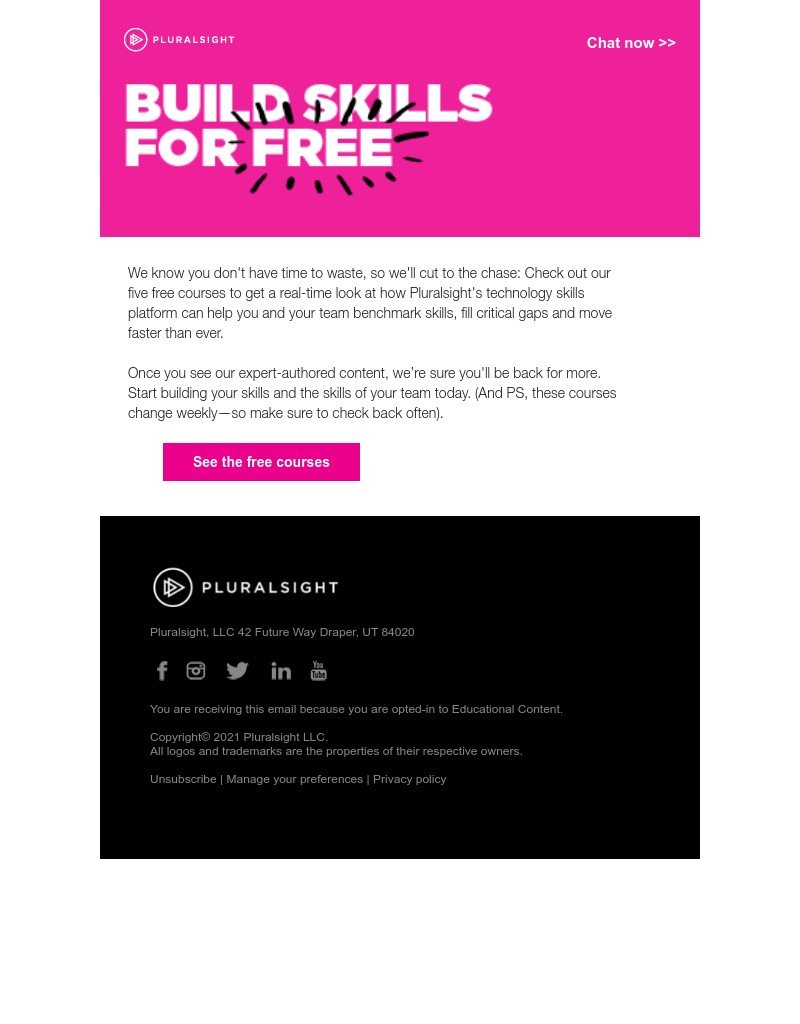 Pluralsight - Try out our courses, for zero down.
