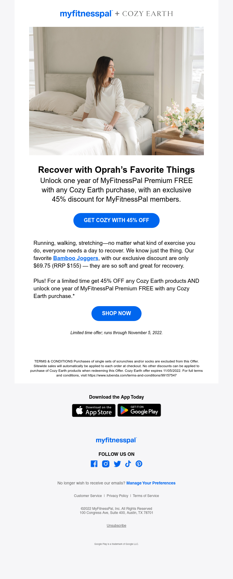 MyFitnessPal - Recover with 45% off Oprah’s Favorite Things