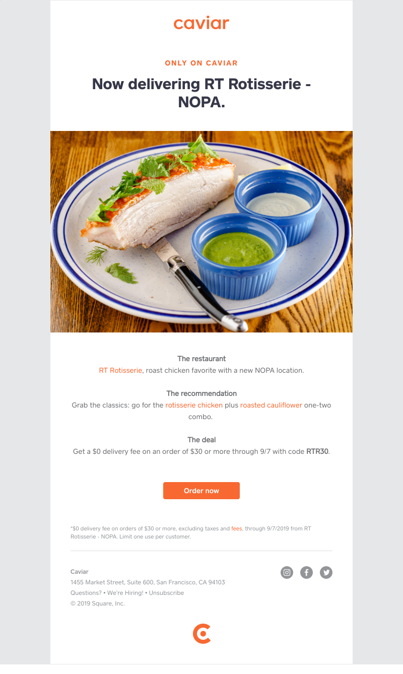  - A new RT Rotisserie location is now only on Caviar