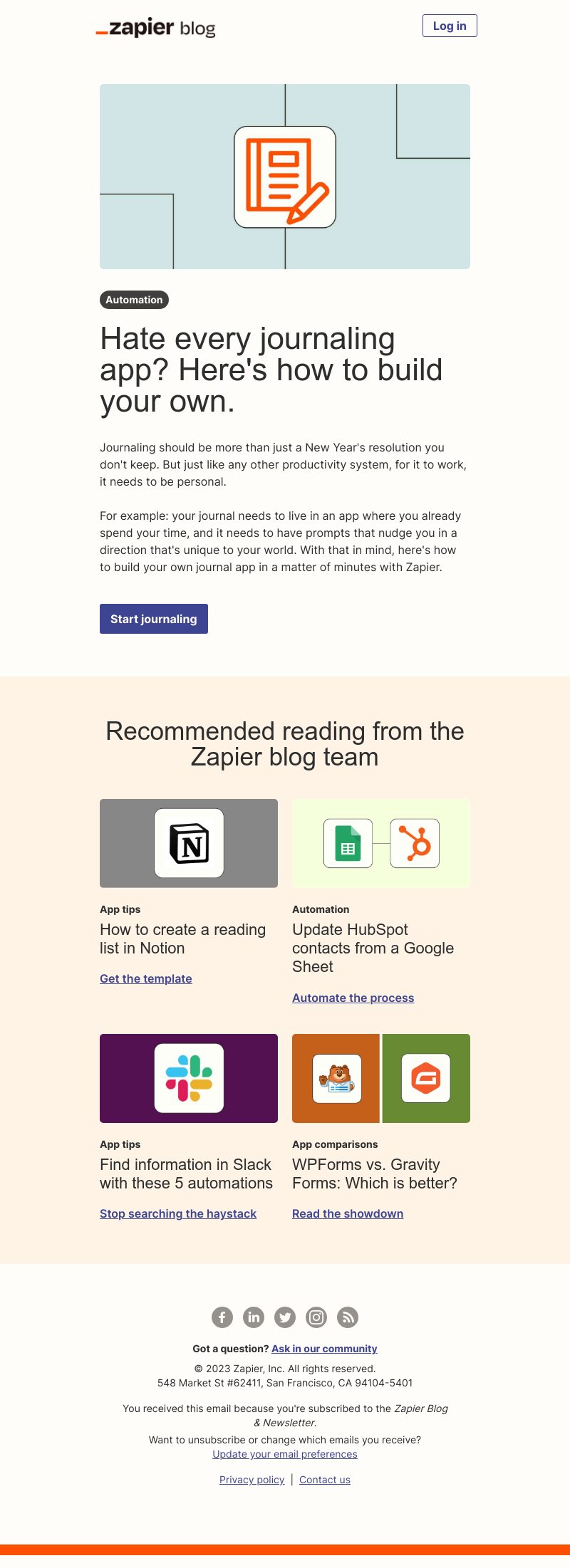 Zapier - Hate every journaling app? Build your own.