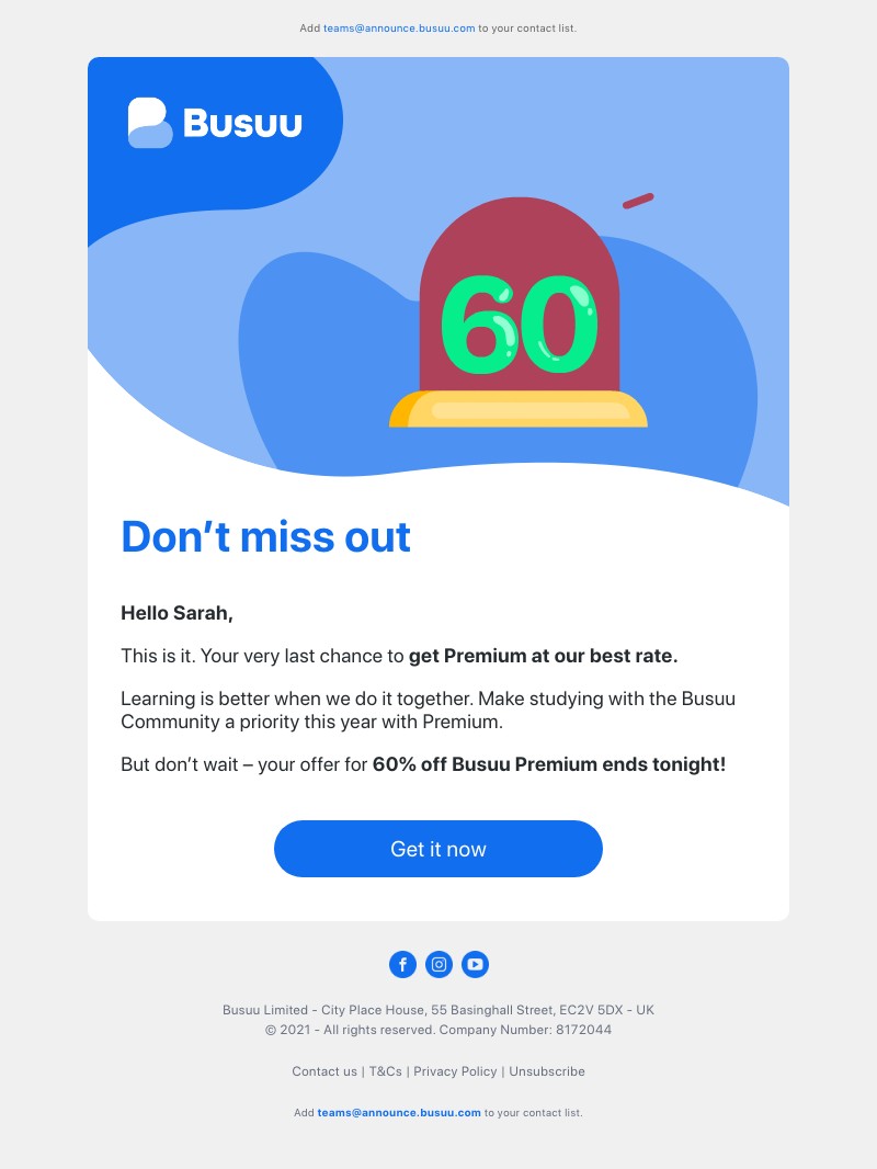 Busuu - 60% off is almost gone ⏰ 