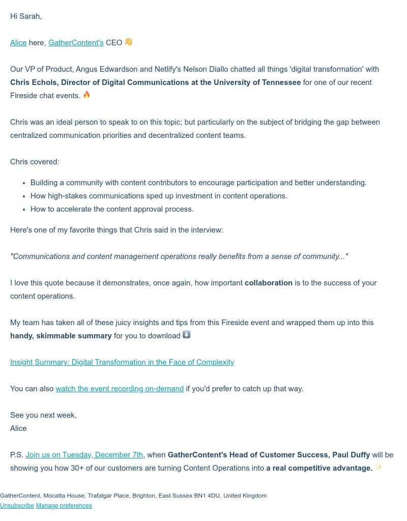 GatherContent - Digital transformation and content ops [Fireside catch-up 🔥]
